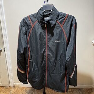 Asics Running Training Zip Up Track Jacket Gray & Orange Men's XL